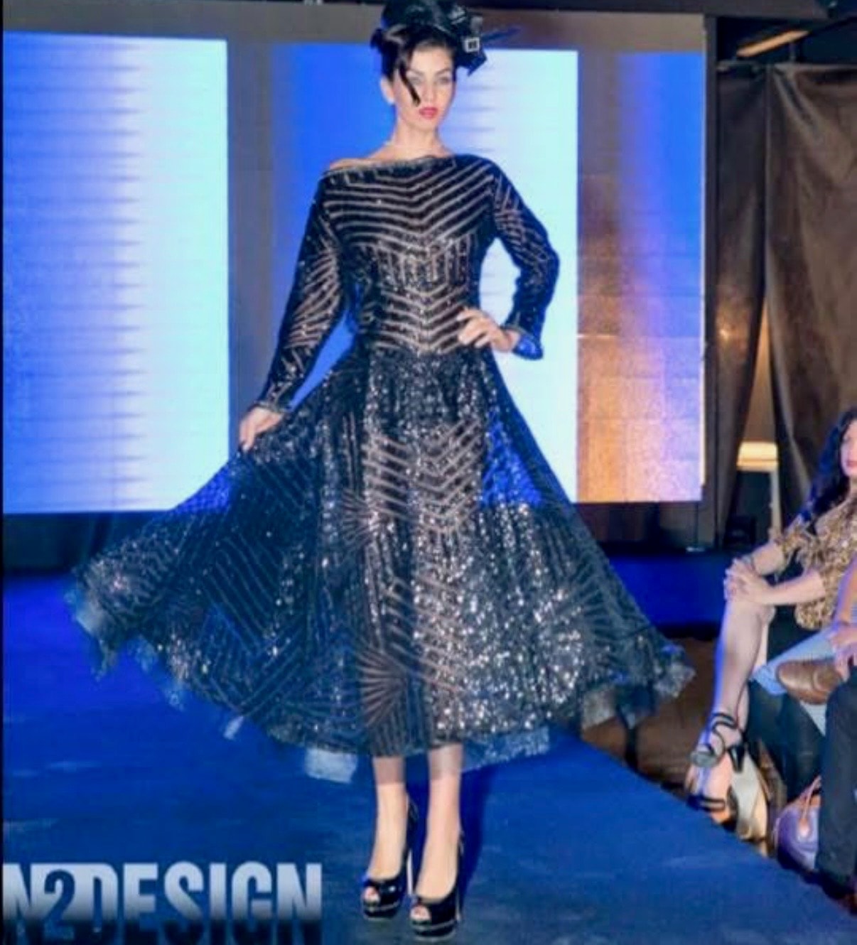 Lookbook — geometric sequin dress on runway